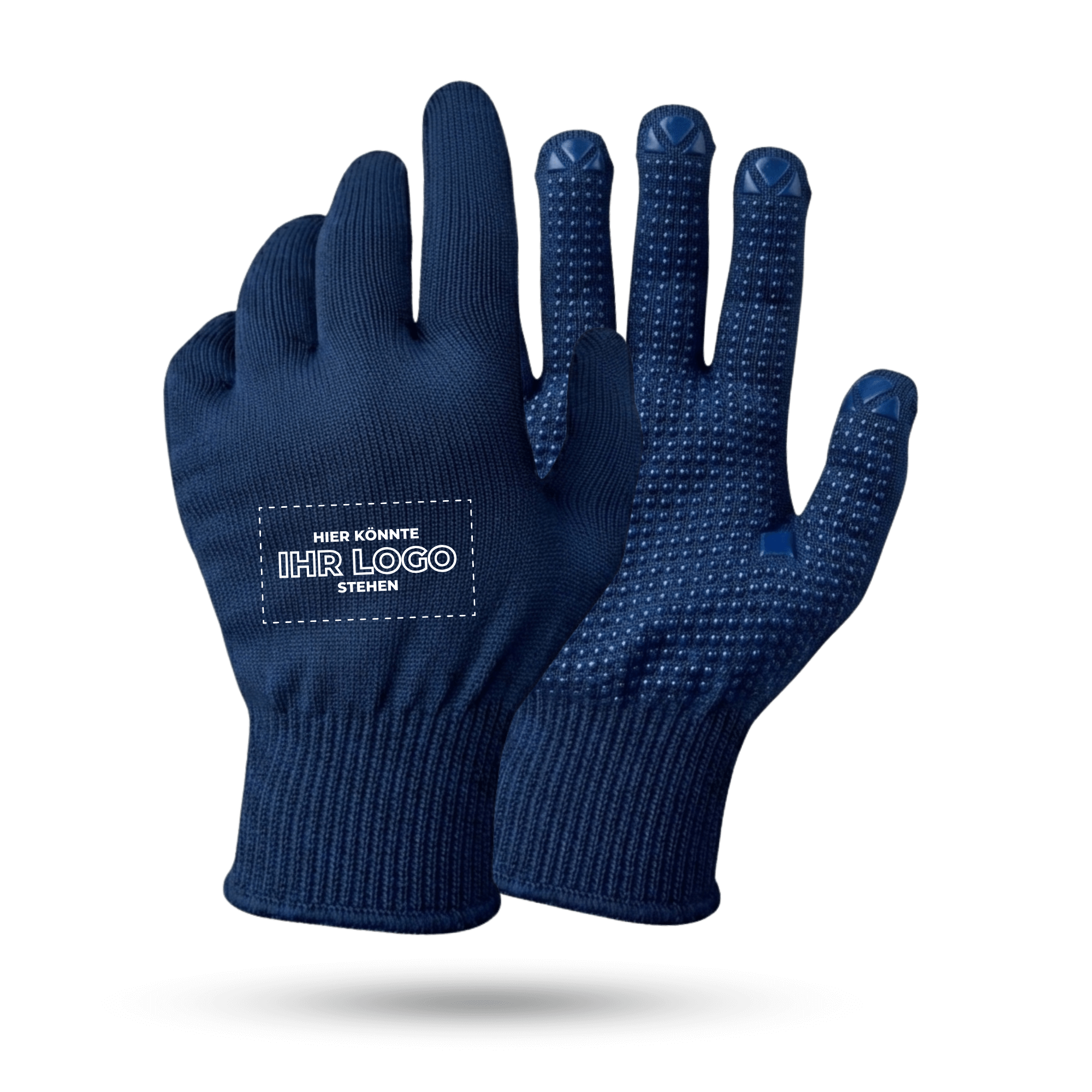 Strickhandschuhe mit Noppen mit Logo bedrucken - Blau GP-BN-1
