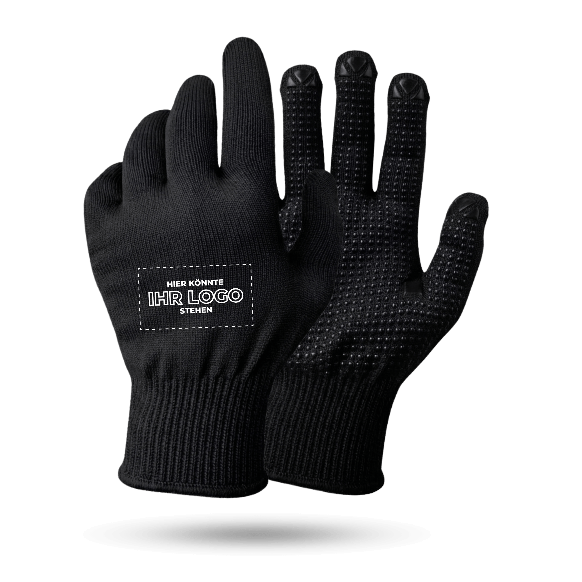 Strickhandschuhe mit Noppen mit Logo bedrucken - schwarz GP-SN-1