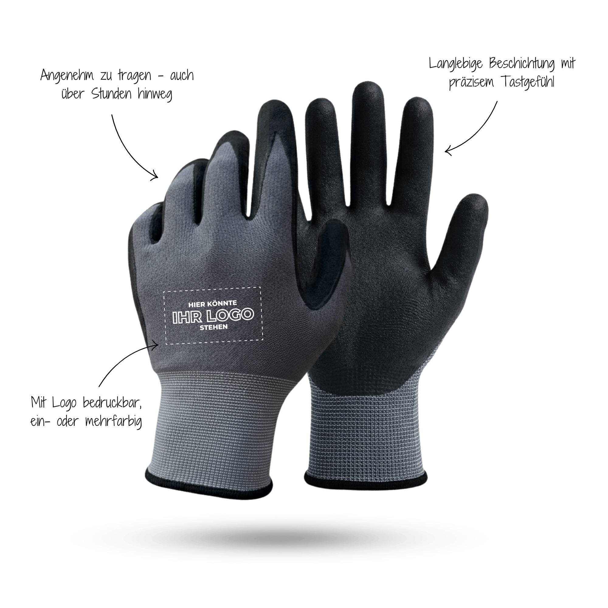 Arbeitshandschuhe bedrucken mit Logo - Grau GP-GS-2