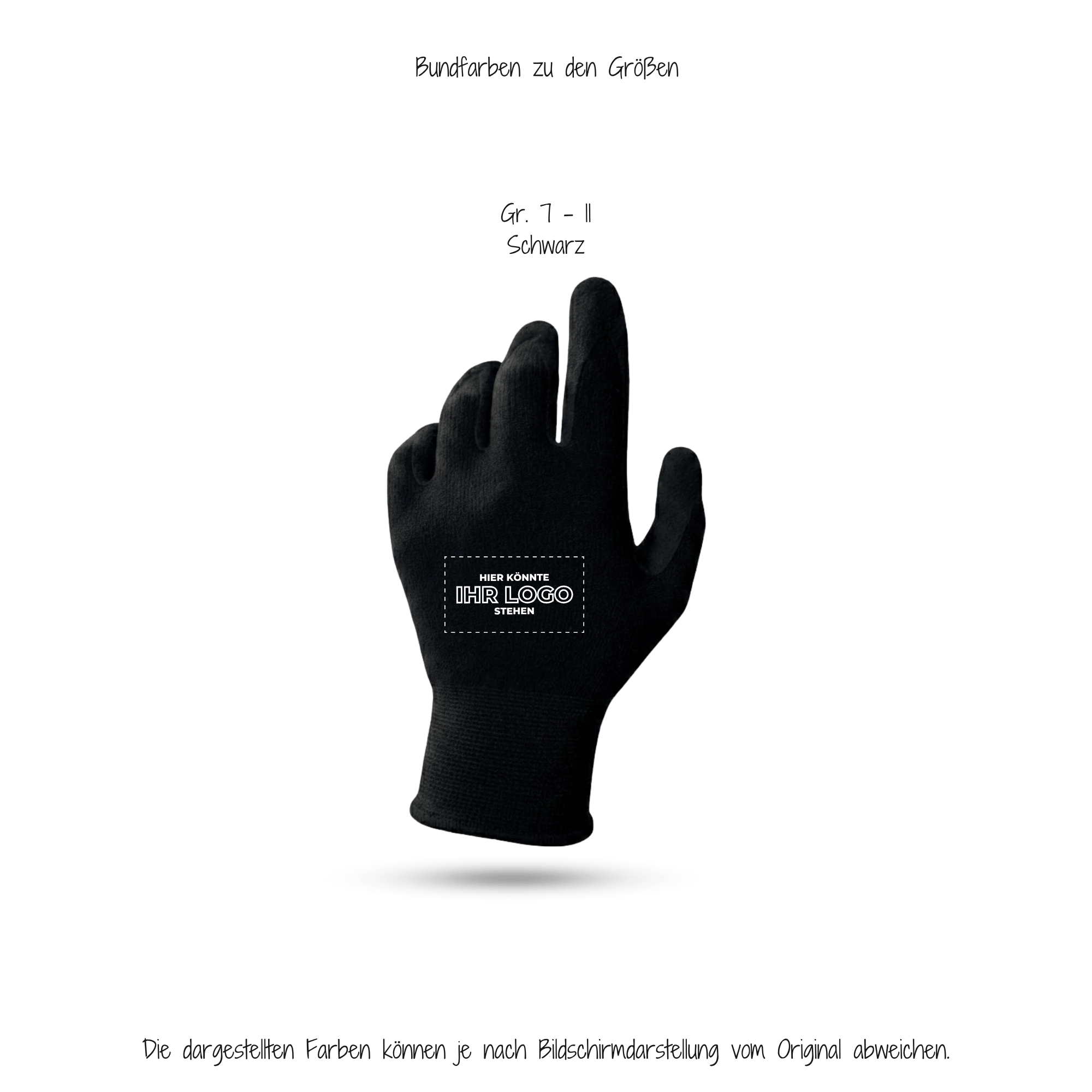 Arbeitshandschuhe bedrucken mit Logo - Schwarz GP-S-1