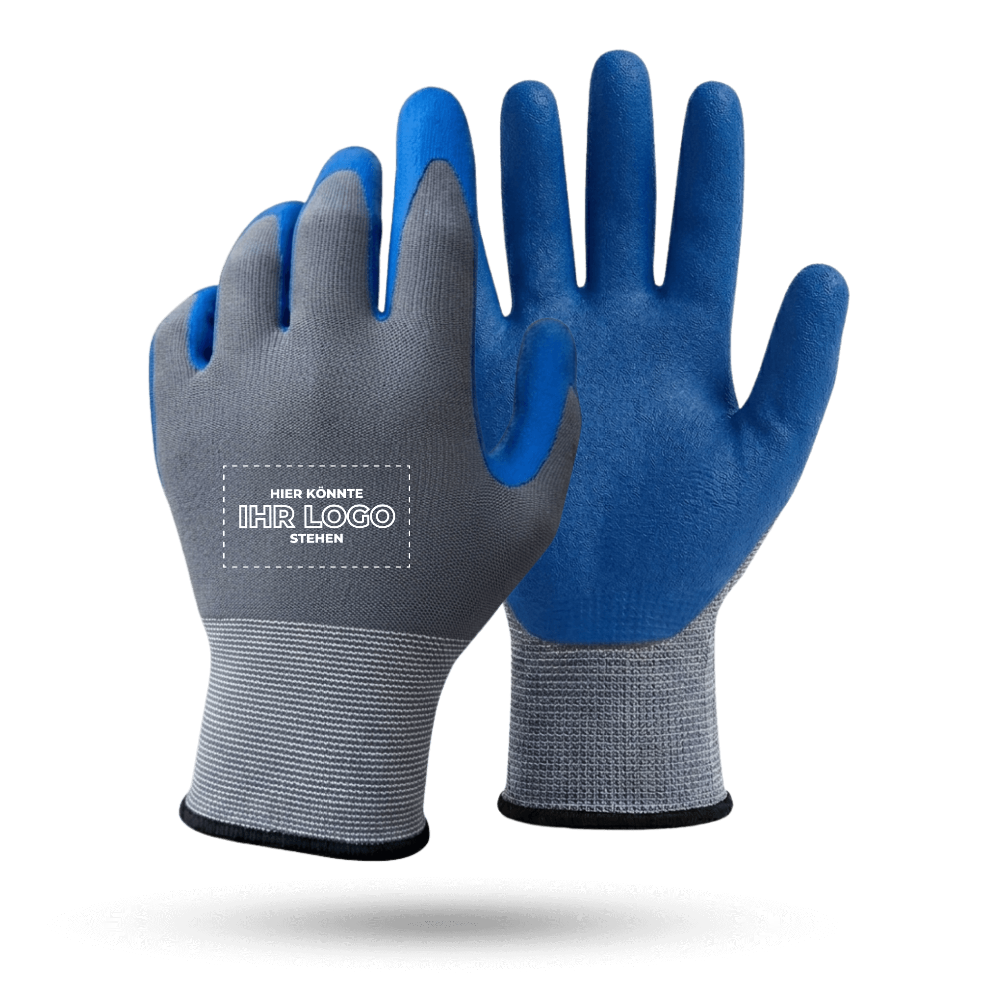 Arbeitshandschuhe bedrucken mit Logo - Grau/Blau GP-GB-1