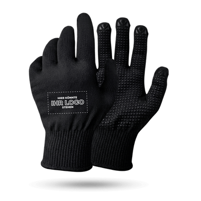 Strickhandschuhe mit Noppen mit Logo bedrucken - schwarz GP-SN-1