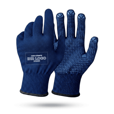 Strickhandschuhe mit Noppen mit Logo bedrucken - Blau GP-BN-2