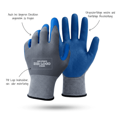 Arbeitshandschuhe bedrucken mit Logo - Grau/Blau GP-GB-1