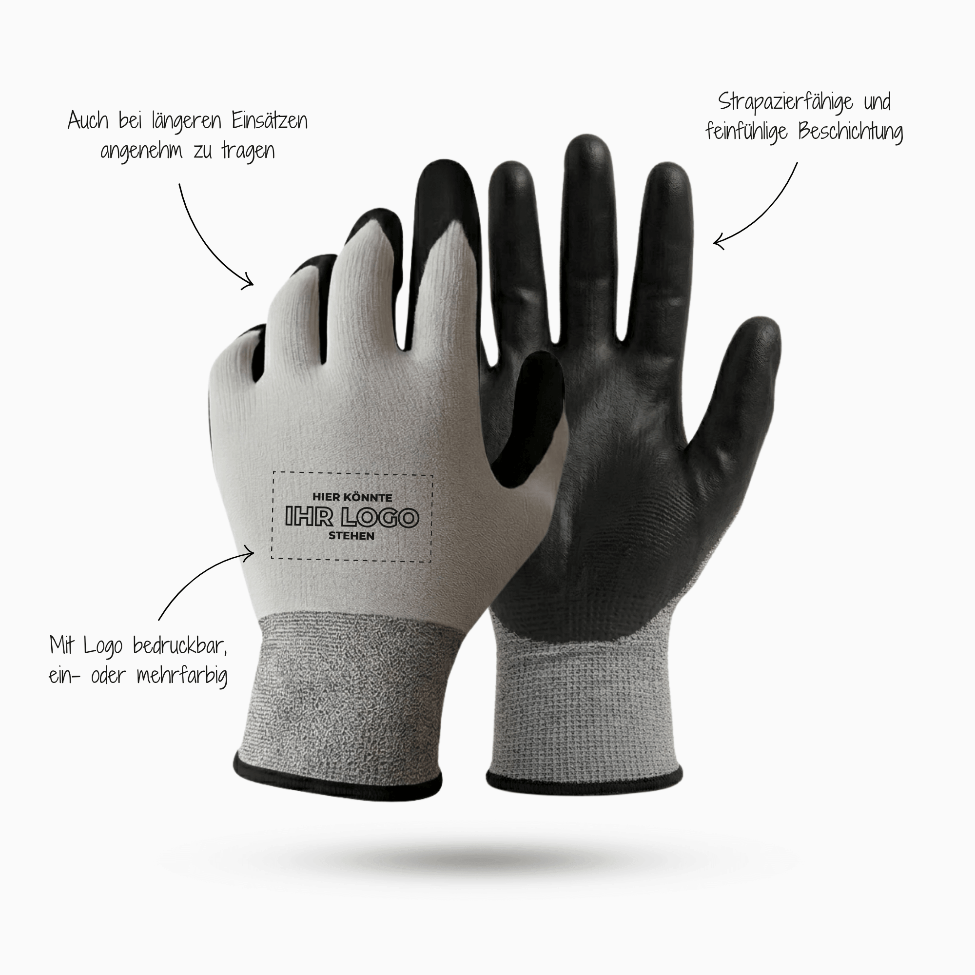 Arbeitshandschuhe bedrucken mit Logo - Grau GP-GS-1