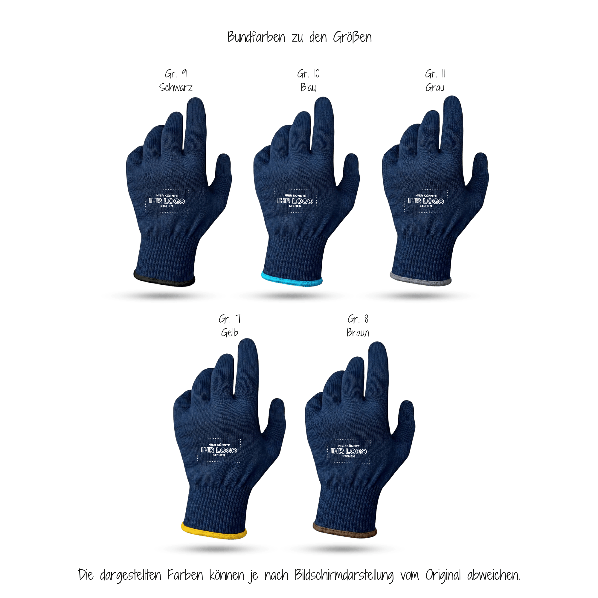 Strickhandschuhe mit Noppen mit Logo bedrucken - Blau GP-BN-1