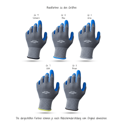Arbeitshandschuhe bedrucken mit Logo - Grau/Blau GP-GB-1