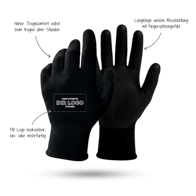Arbeitshandschuhe bedrucken mit Logo - Schwarz GP-S-1